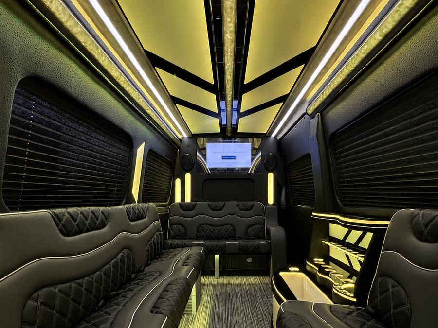 Game Day Sprinter interior with lounge seating